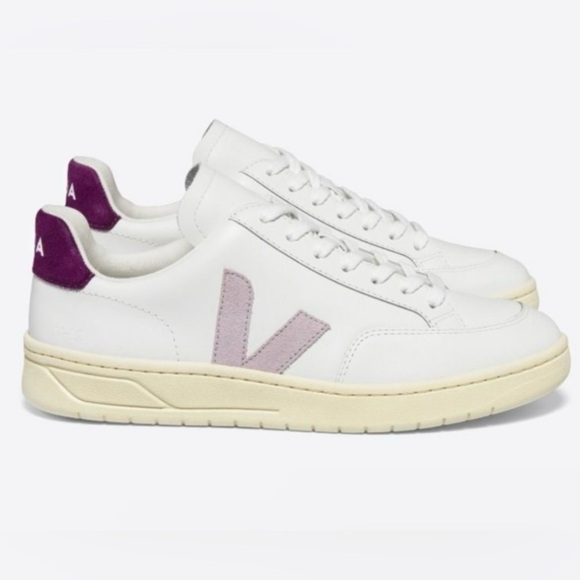 Veja Shoes - VEJA V-12 LEATHER WHITE PARME MAGENTA